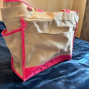 Thirty-One Pink and Tan Canvas Tote